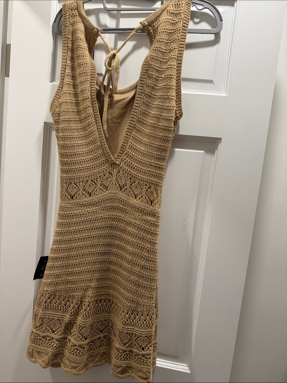 Sleeveless Knit Fit & Flare Dress in Camel - Picture 4 of 4